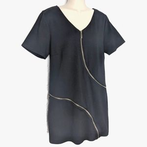 Mark Zunino Zipper Detail Little Black Dress Sz L